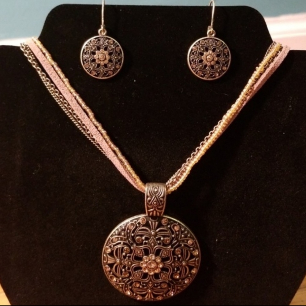 Lia Sophia ROSETTE Necklace & Earrings Set